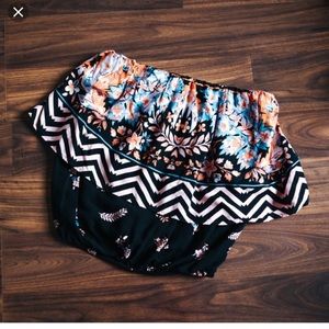 Express Floral Chevron Strapless Top
